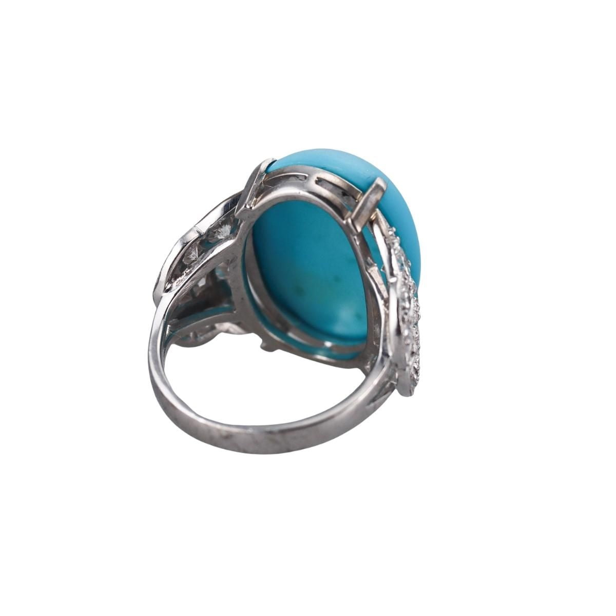 Platinum Diamond Turquoise Cocktail Ring