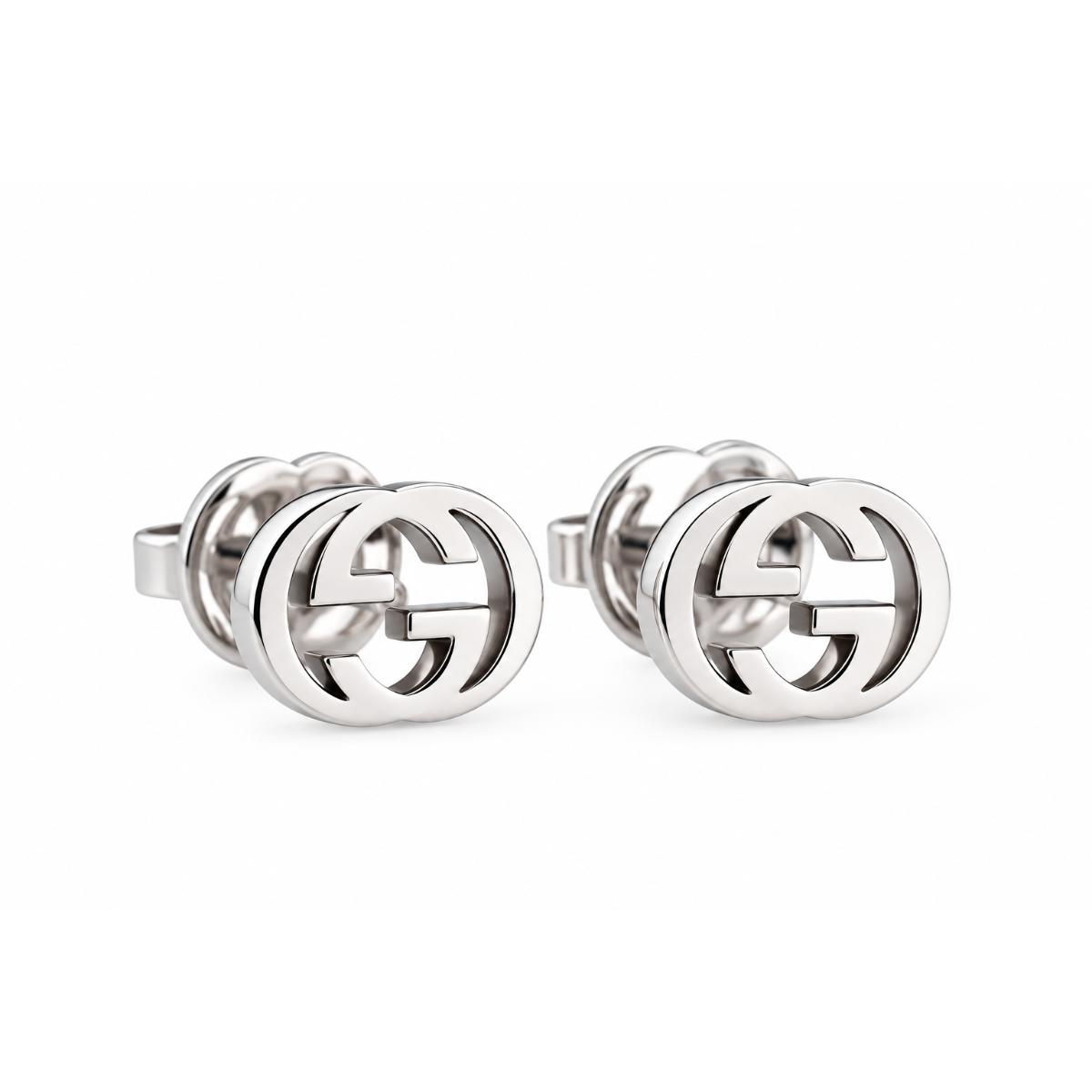 Gucci Interlocking G Motif 18K Gold Stud Earrings