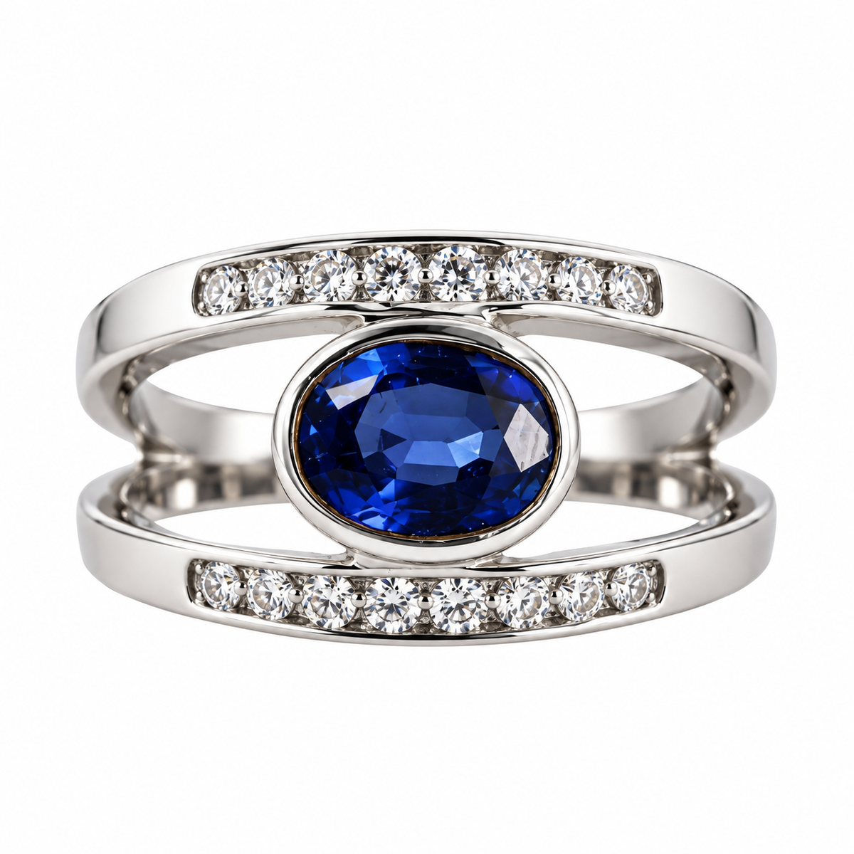 1.74ct Sapphire Diamond Gold Ring