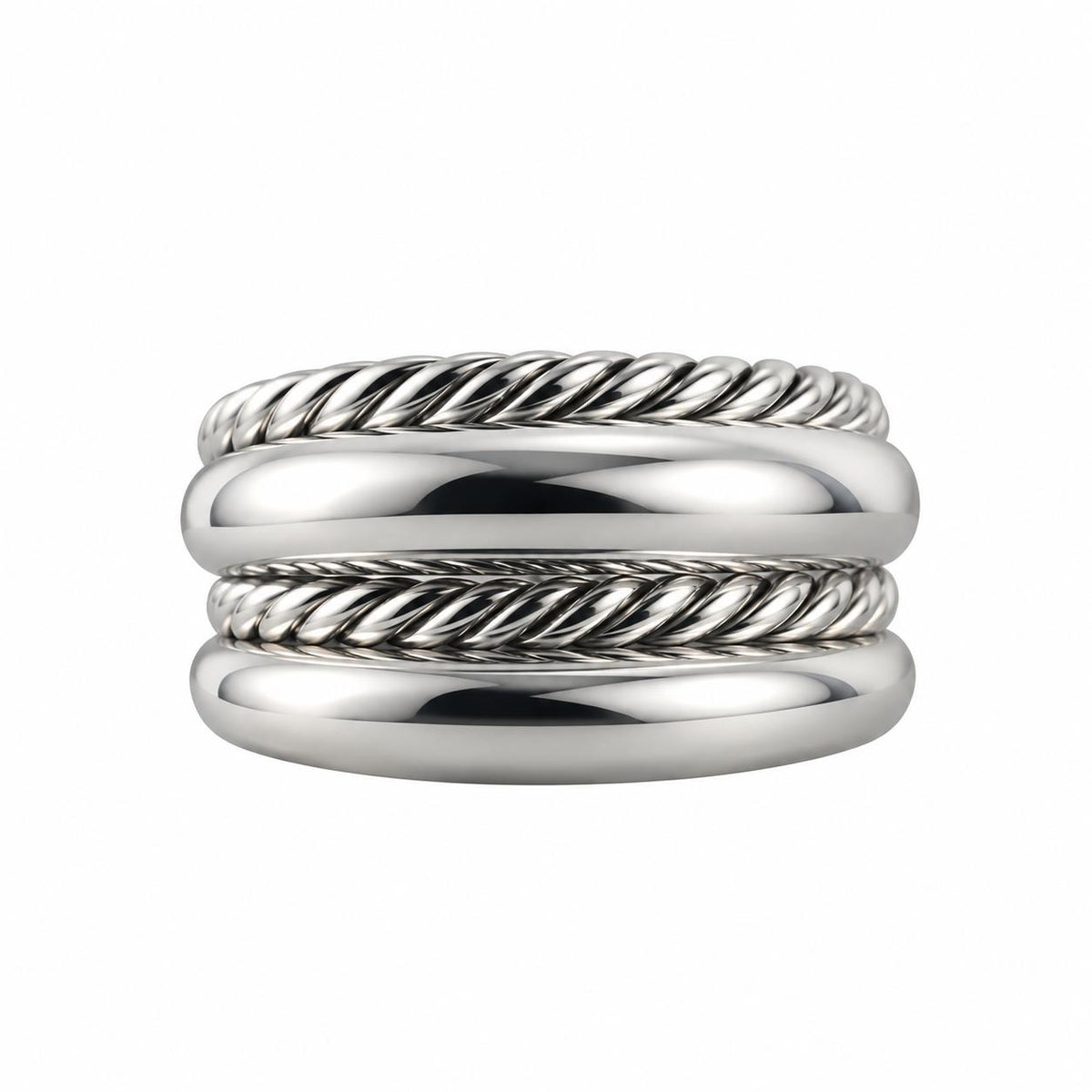 David Yurman Pure Form 4 Row Sterling 42mm Wide Cuff Bracelet