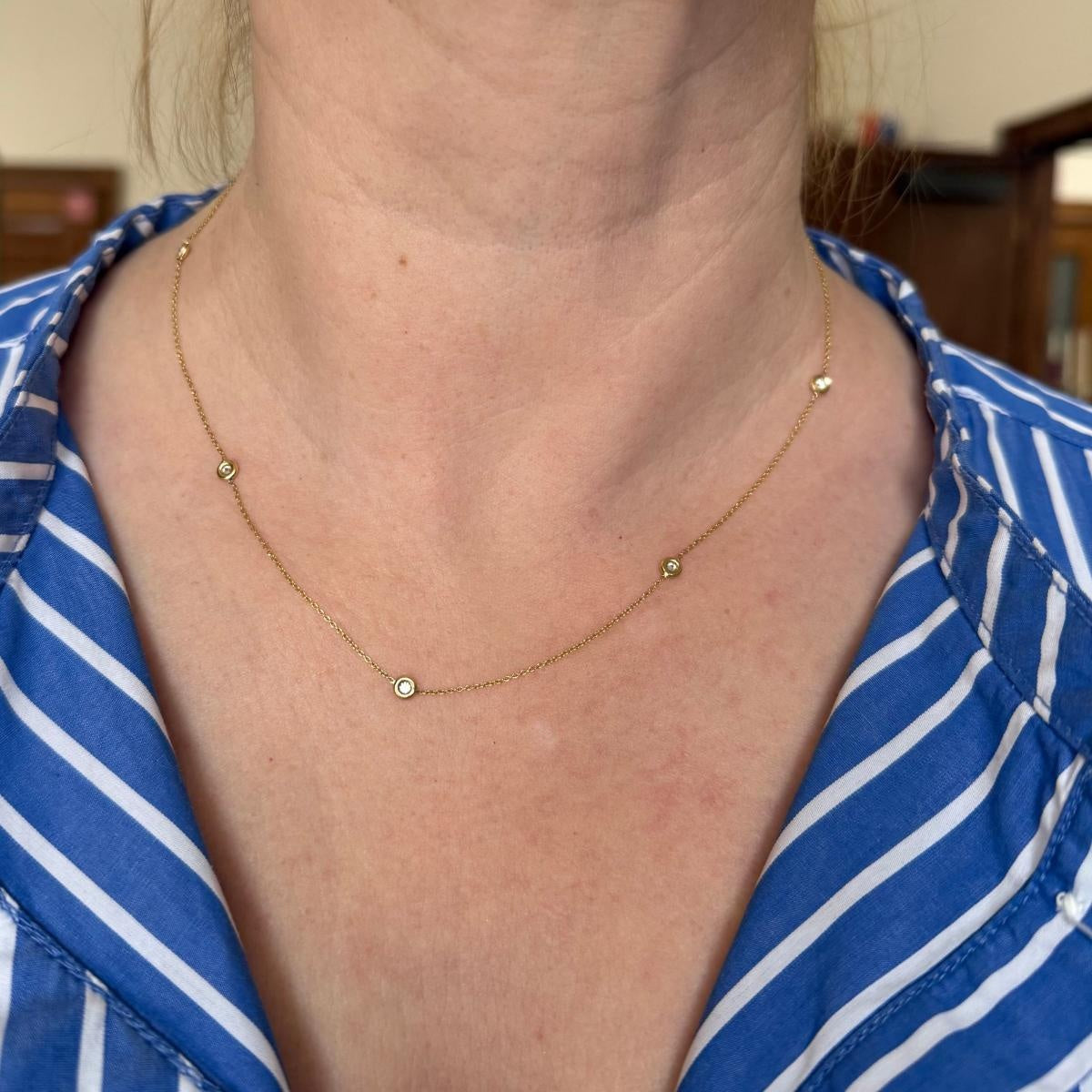 Roberto Coin 18k Yellow Diamond Station Necklace