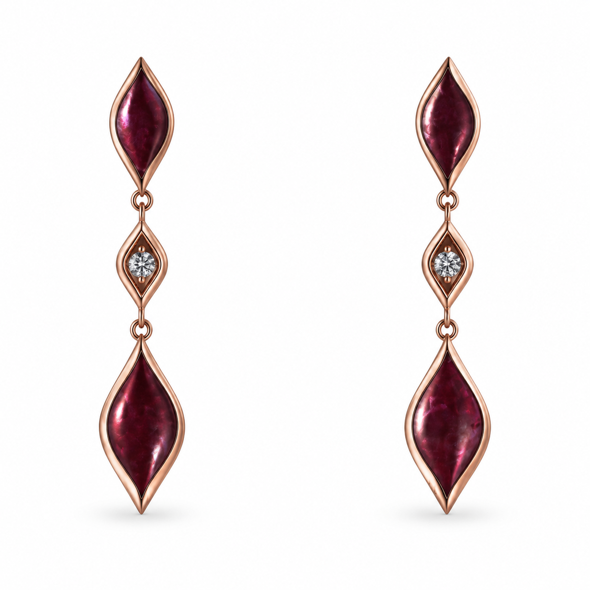 Kabana 14K Rose Gold Purple Spiny Oyster Diamond Drop Earrings