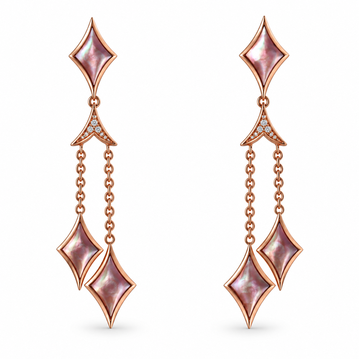 Kabana 14K Rose Gold Pink Mother of Pearl Diamond Drop Earrings