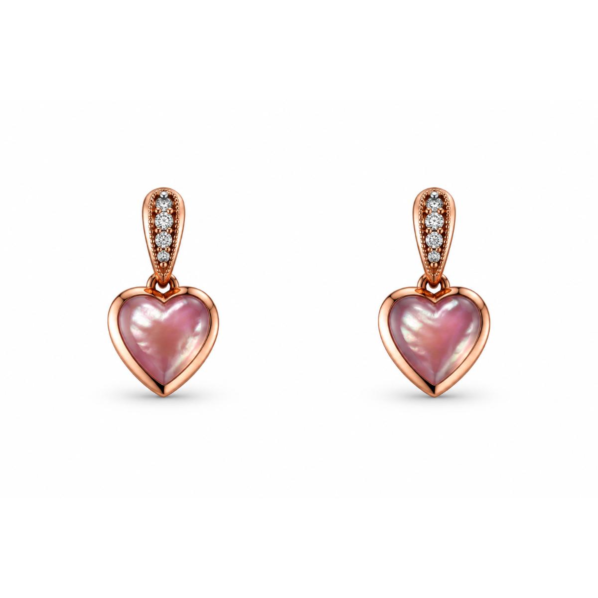 Kabana 14K Rose Gold Mother of Pearl Diamond Heart Drop Earrings