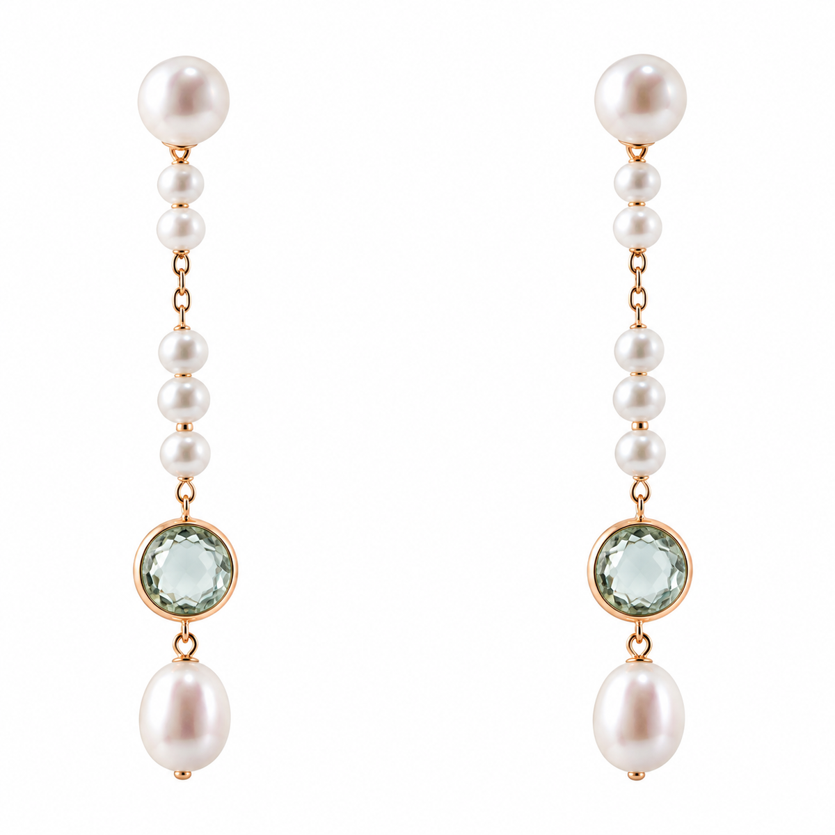 Mimi Milano Happy Gioya Pearl Prasiolite Gold Drop Earrings