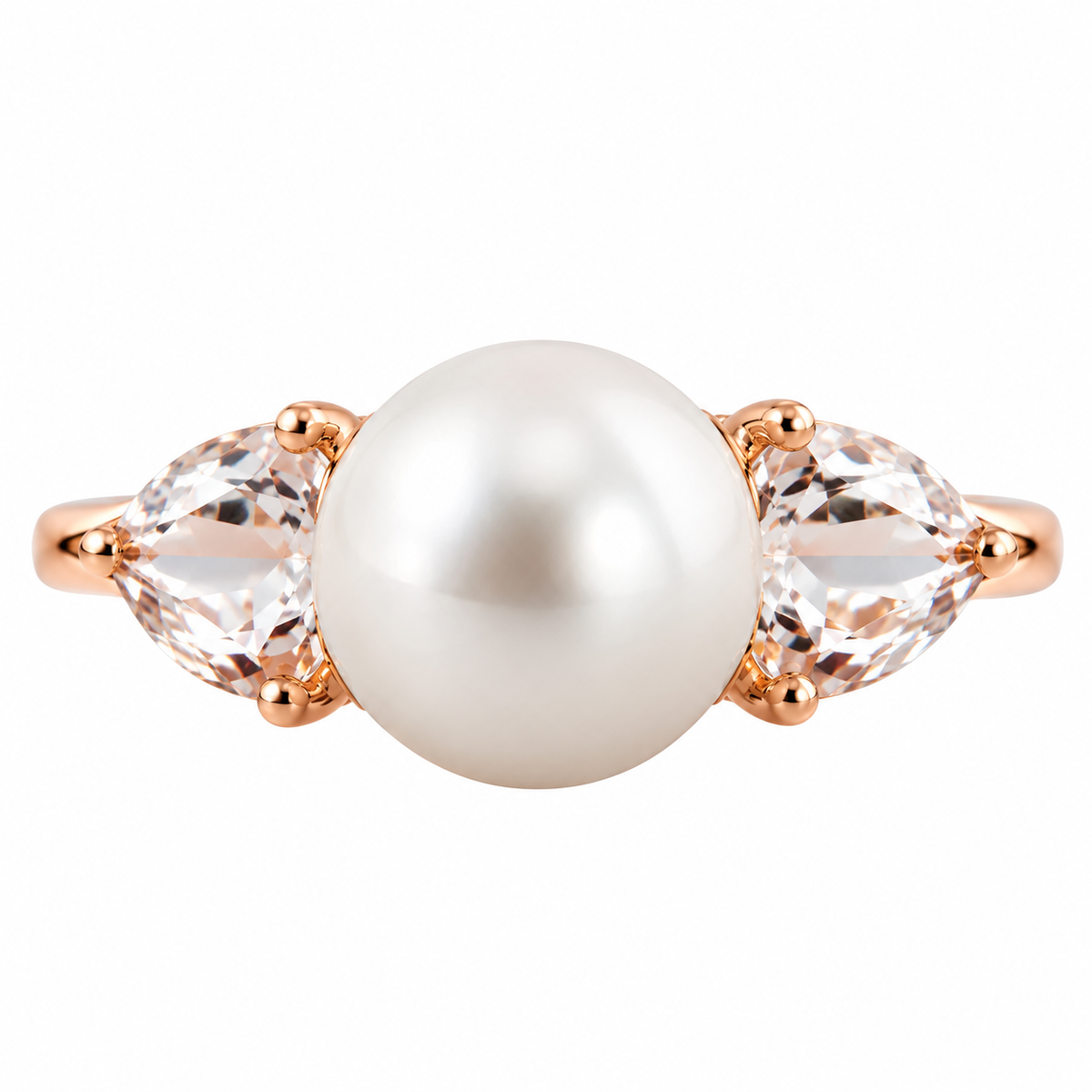 Mimi Milano Anniversary Crystal Pearl Gold Ring
