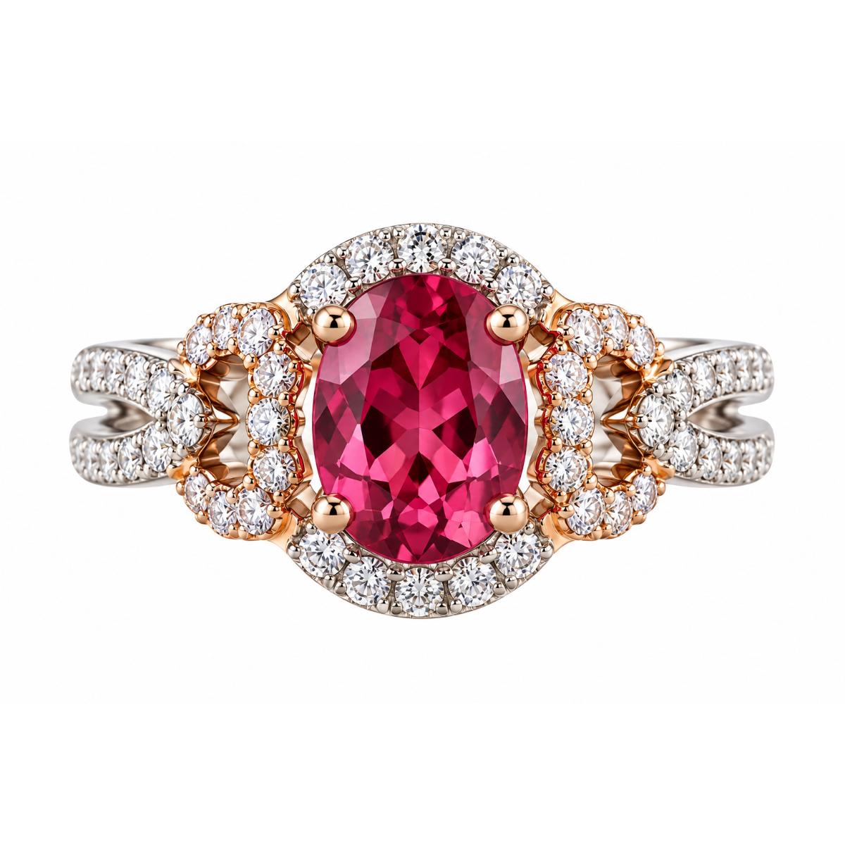 Hakman 18k Gold Diamond 1.32ct Tourmaline Ring