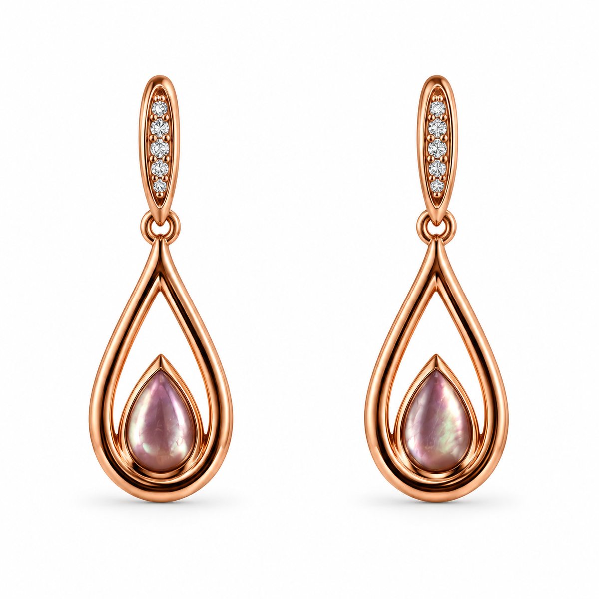 Kabana 14K Rose Gold Mother of Pearl Diamond Drop Earrings