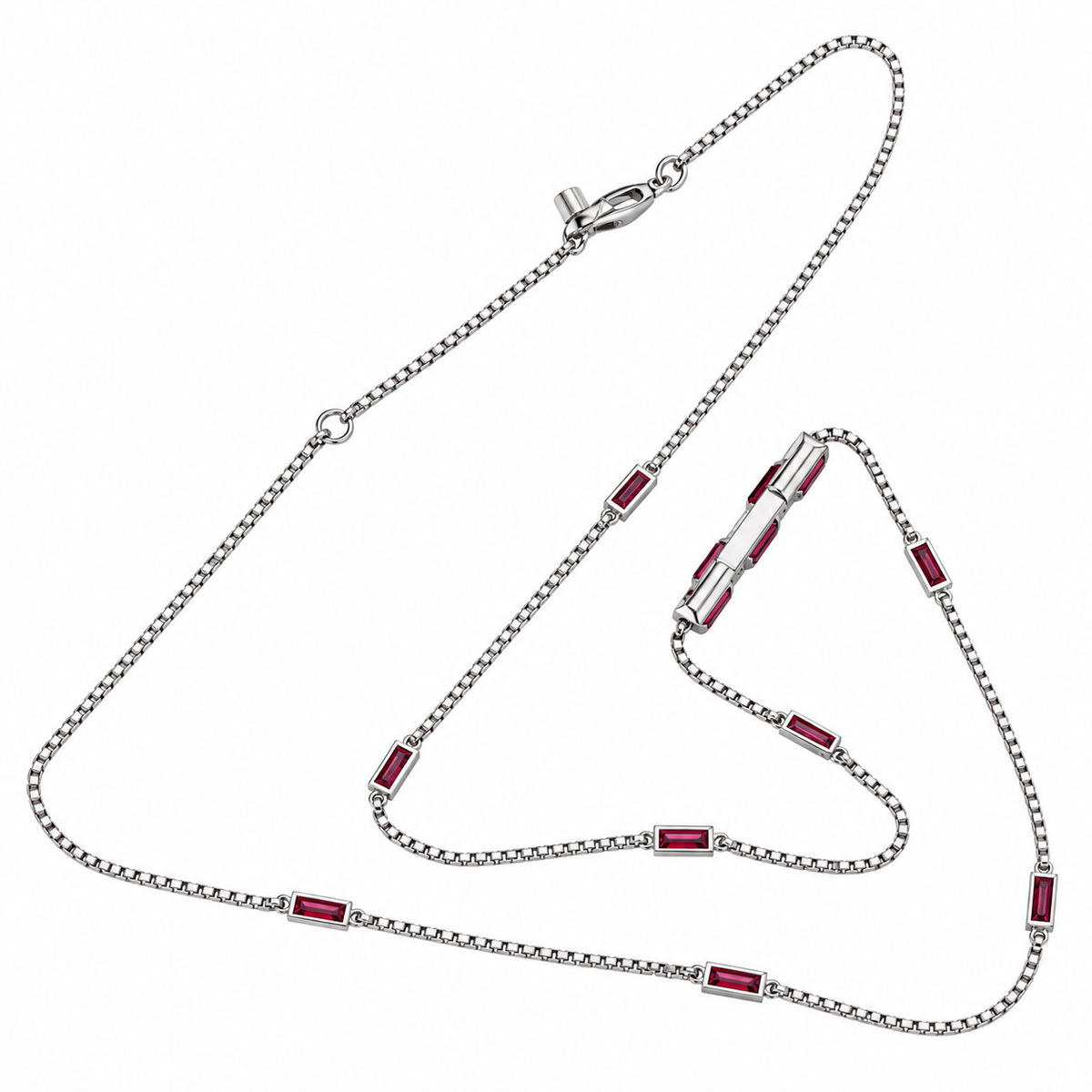 18k White Gold Gucci Rubellite Link to Love Necklace Retail $4300