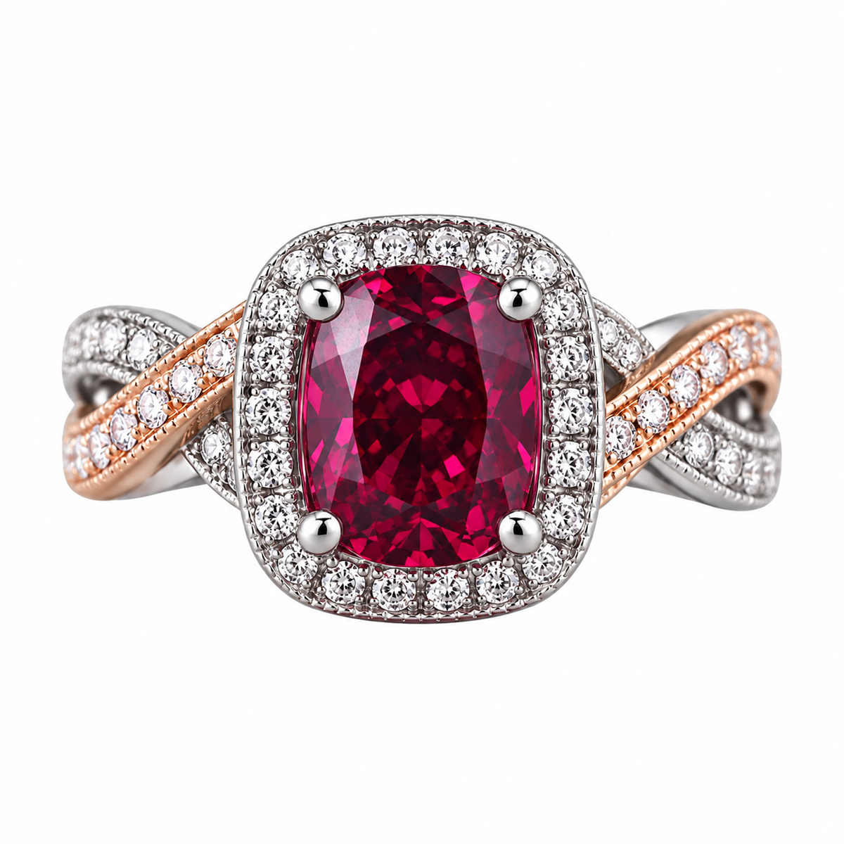 Hakman 18k Gold 4.50ct Garnet Diamond Ring