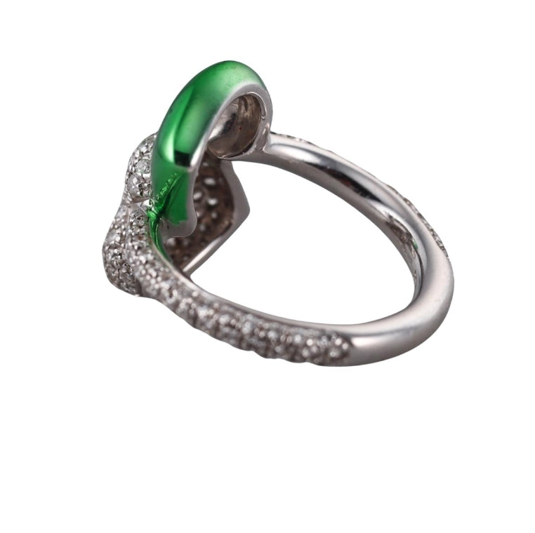 RCM 18k Gold Diamond Enamel Heart Bypass Ring