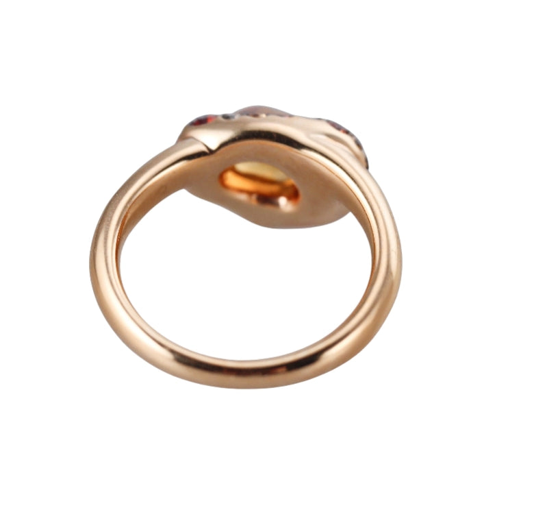 Bucherer Rose Gold Orange Sapphire Diamond Ring