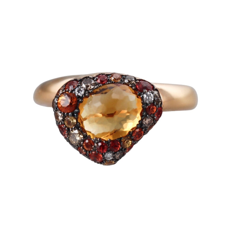 Bucherer Rose Gold Orange Sapphire Diamond Ring