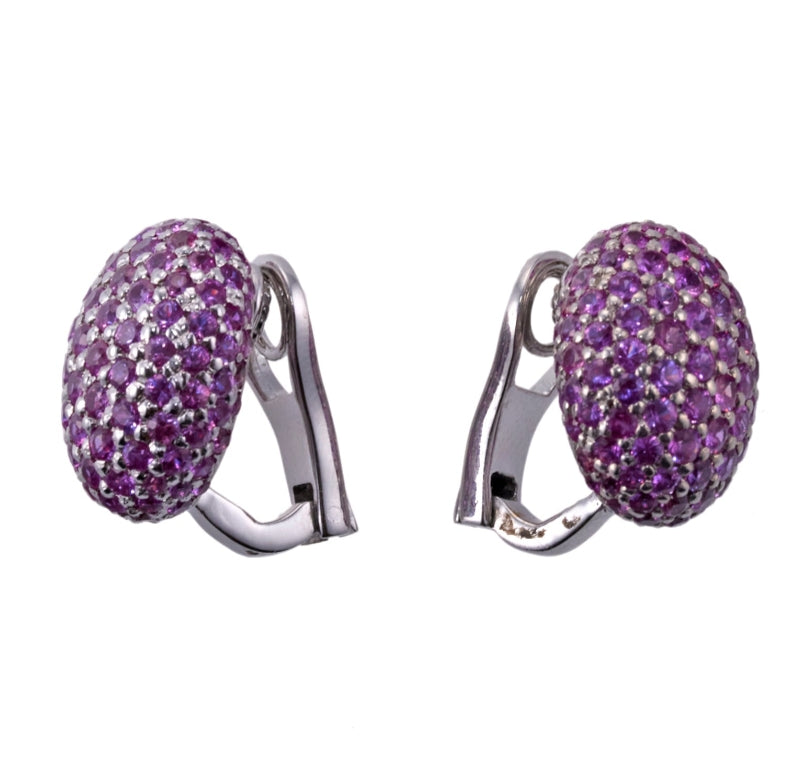 18k Gold Roberto Coin Pink Sapphire Oval Earrings