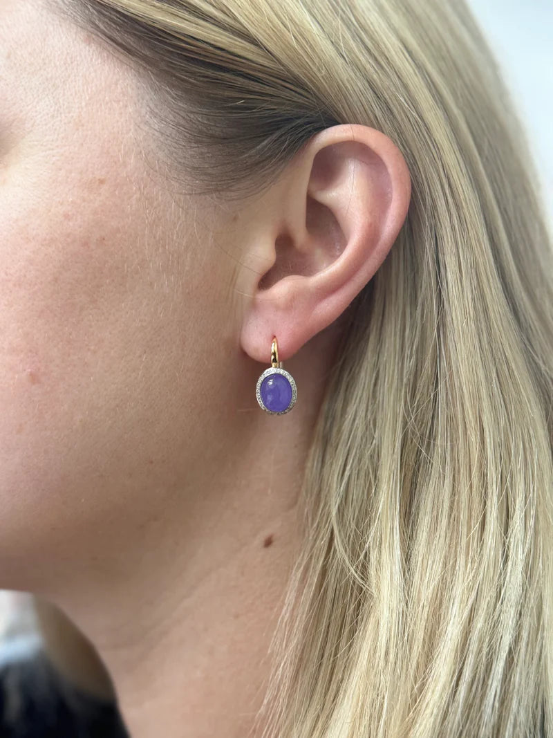 Mimi Milano Leela Lavender Jade Diamond 18k Gold Earrings