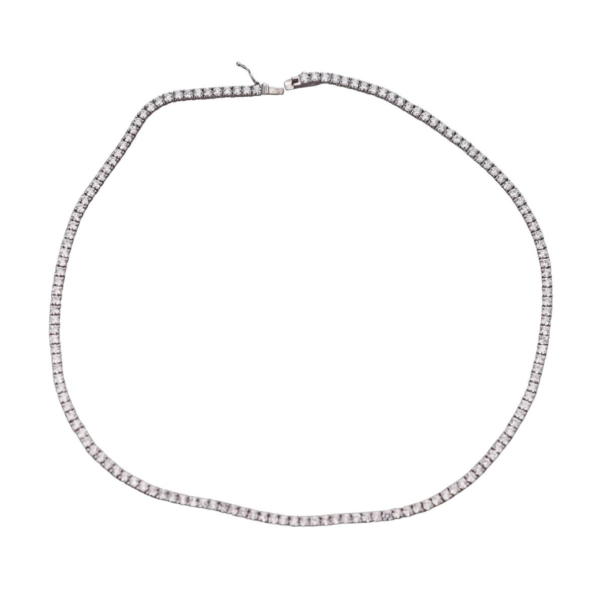 Solid 10k Gold Lab Grown 26.55ctw Round Diamond Tennis Necklace
