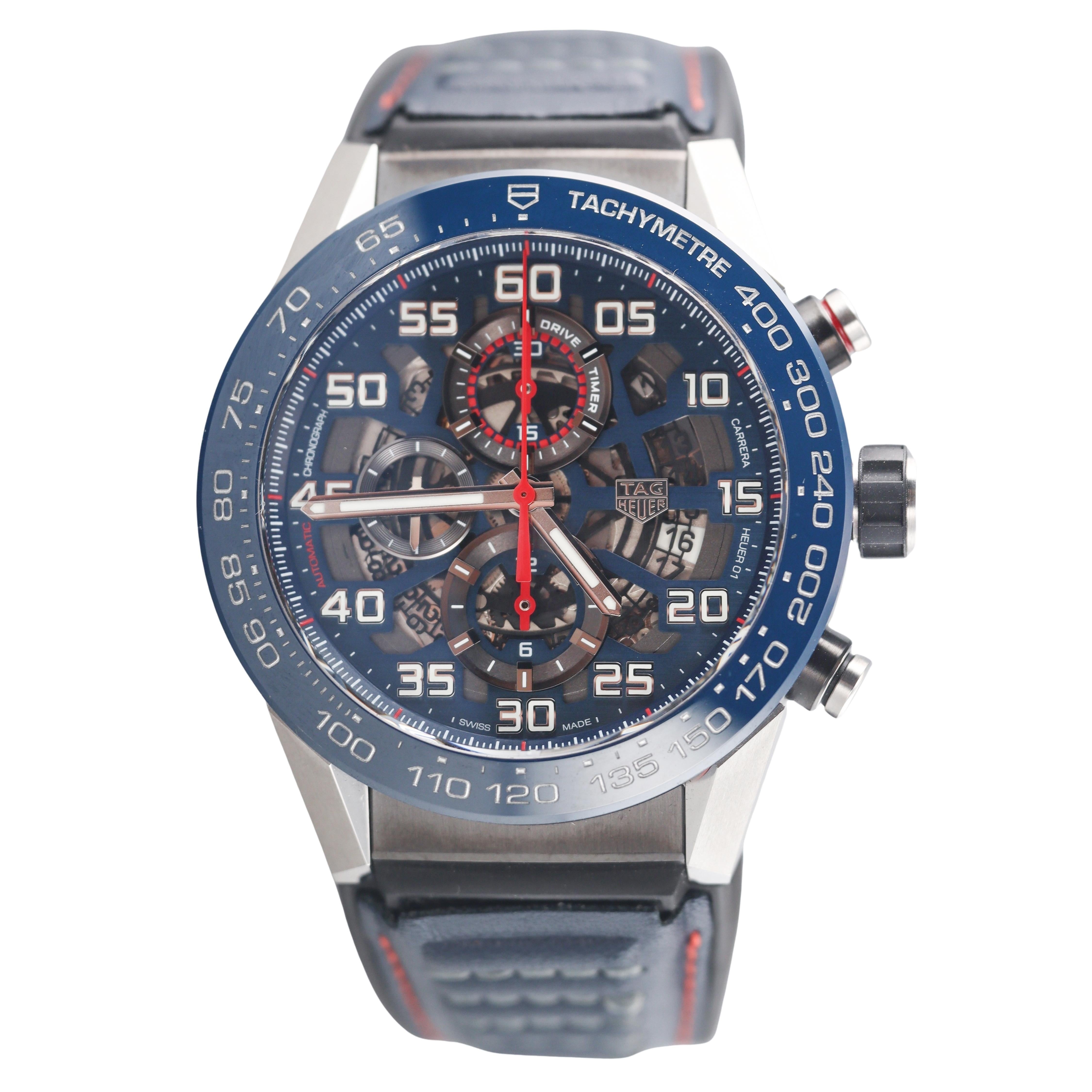 Tag Heuer Carrera Drive Blue Timer Automatic Chronograph Watch CAR2A1N