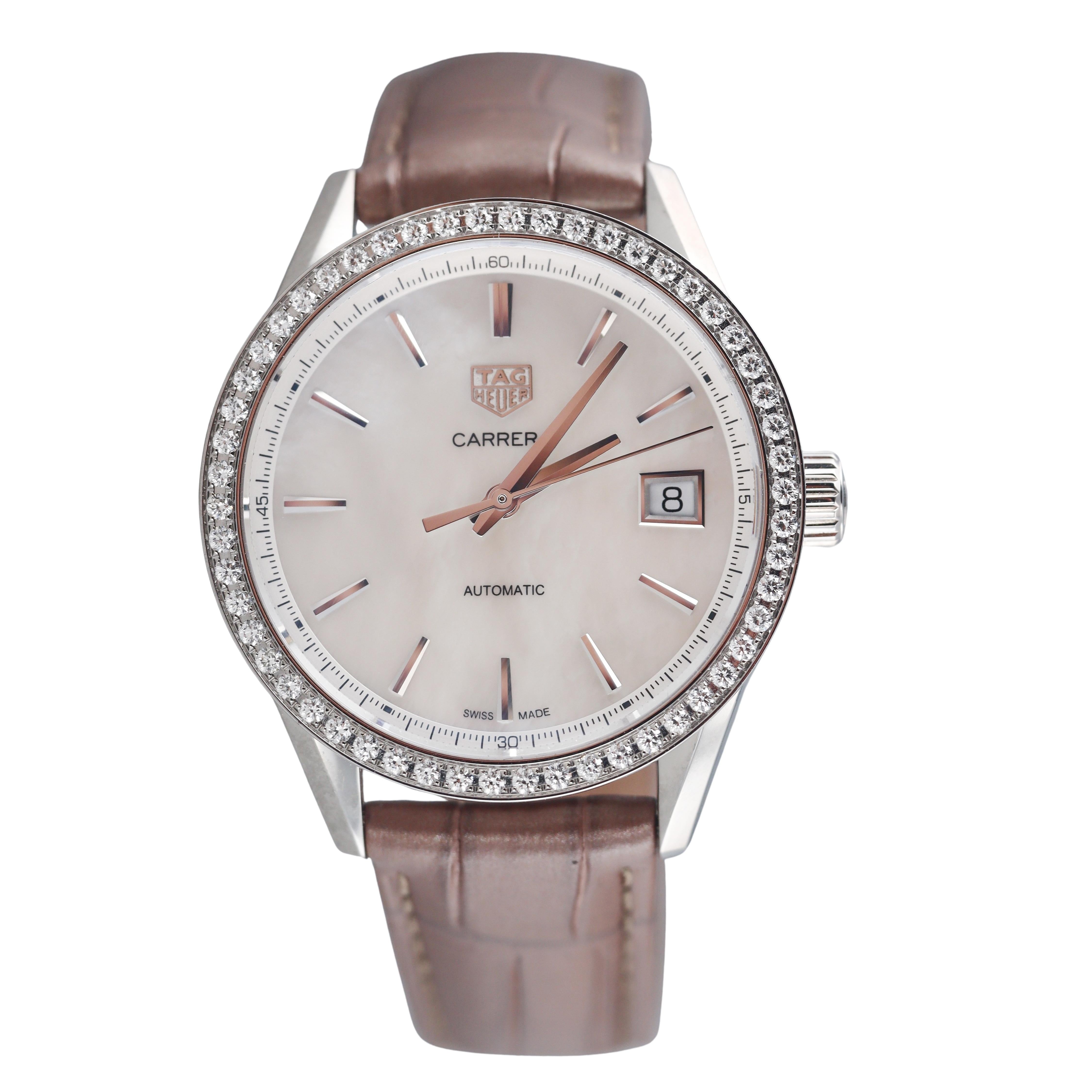 Tag Heuer Carrera Lady Diamond Mother of Pearl Steel Automatic Watch WBK2316