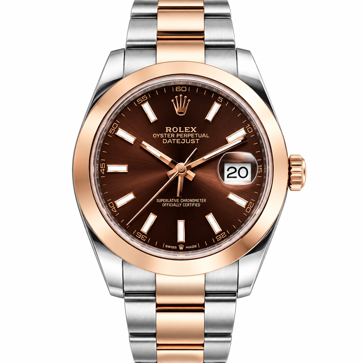 Rolex Datejust 41 Chocolate Dial 18K Rose Gold Steel Watch 126301