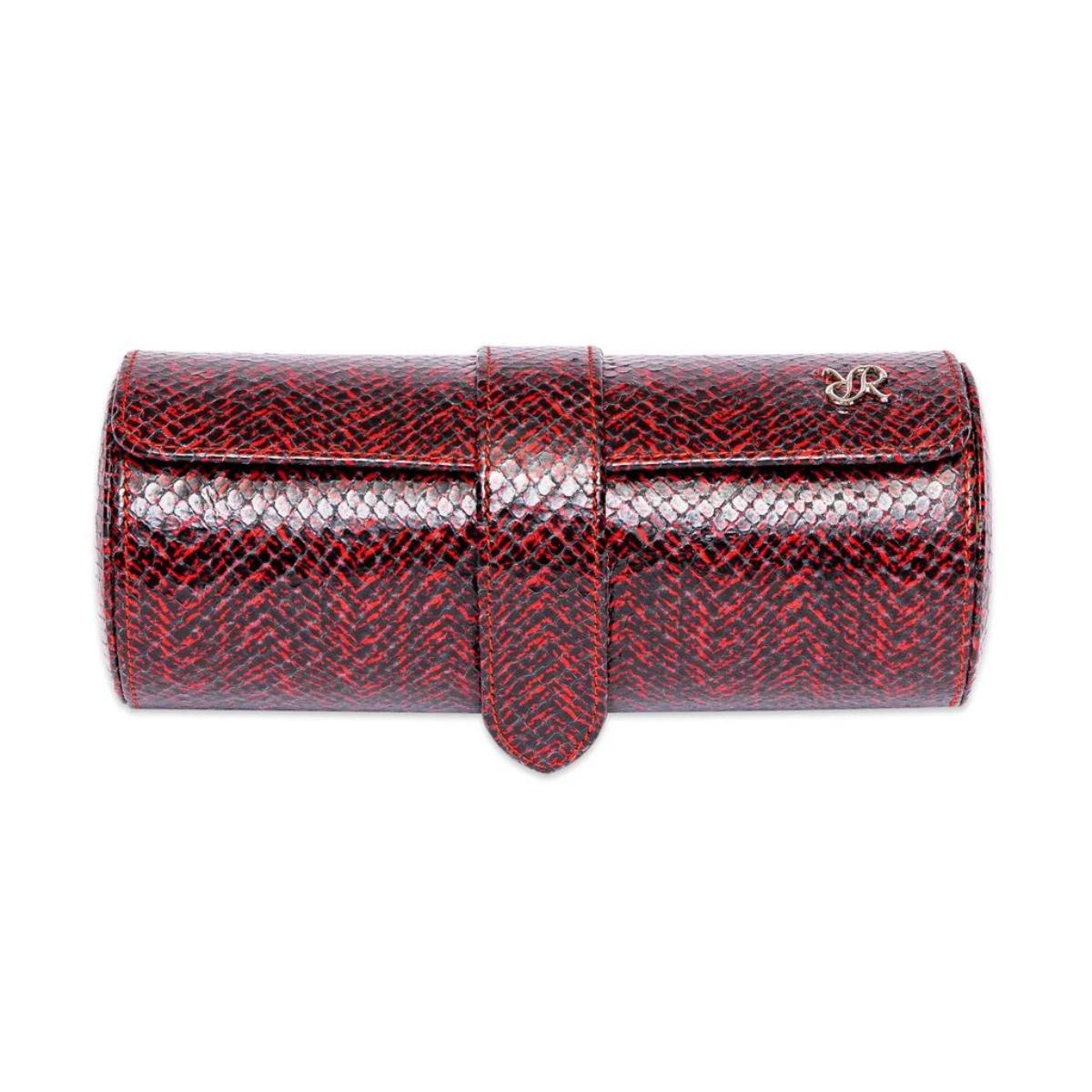 Rapport London Marlow Leather Three-Watch Roll In Red