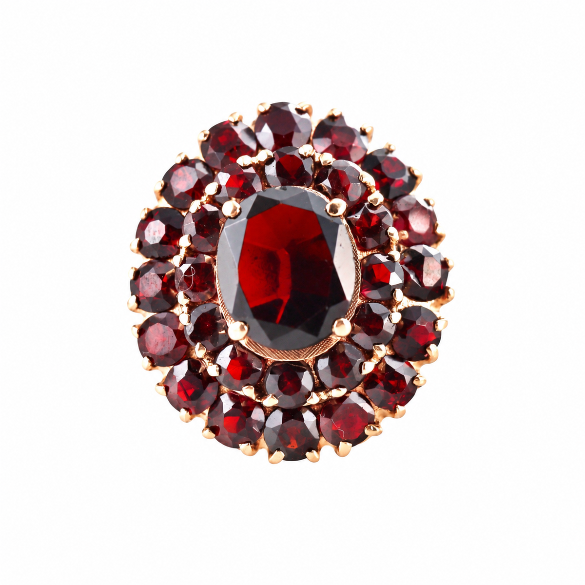 18k Gold Bohemian Garnet Cocktail Ring