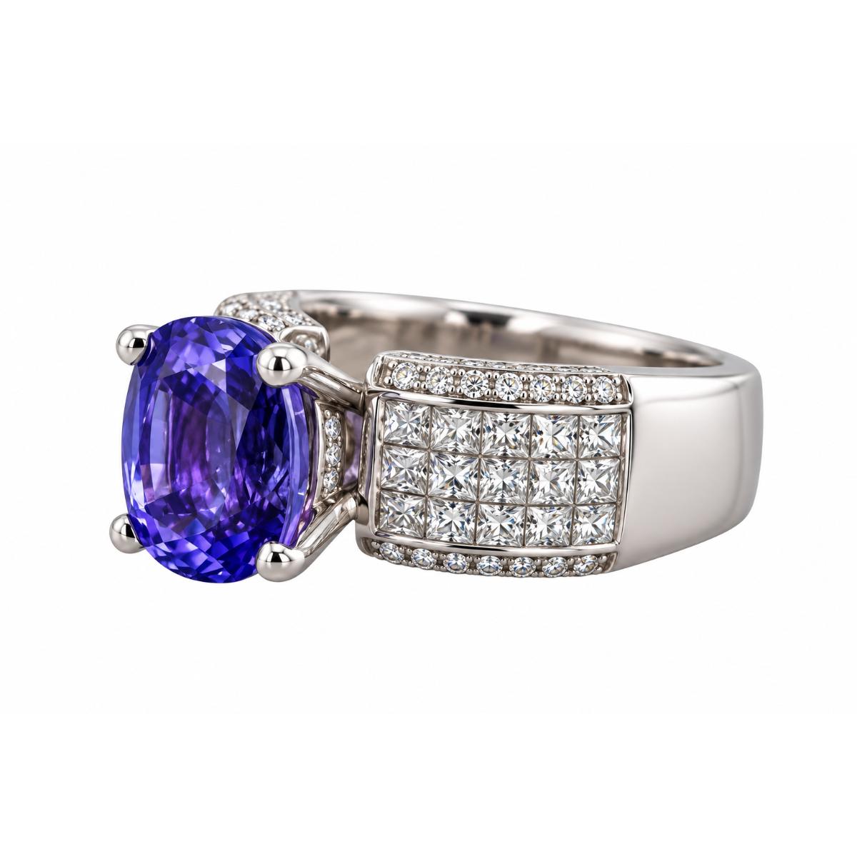 5.36ct Tanzanite Diamond 18k Gold Ring