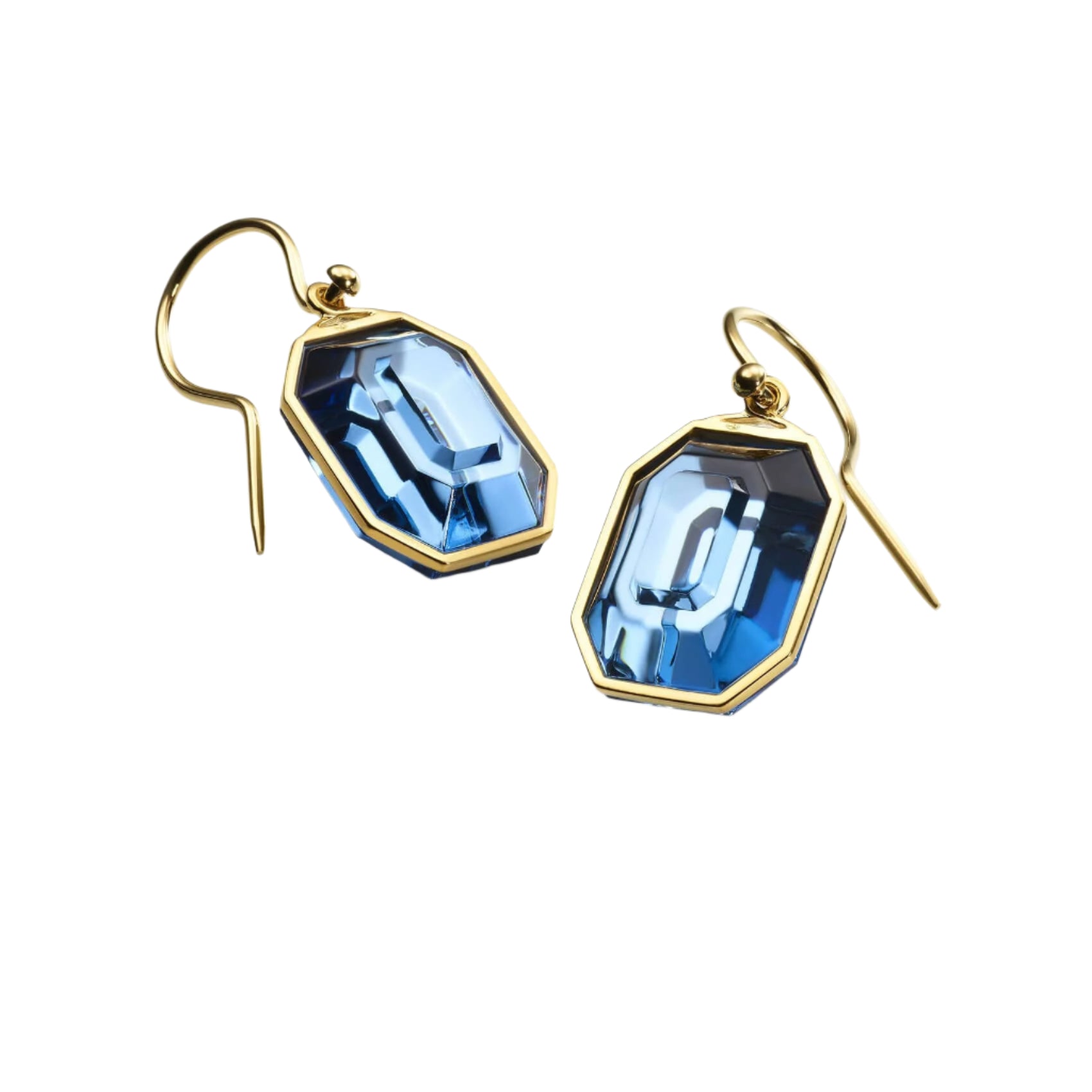 Baccarat Harcourt 18k Gold Vermeil Sterling Silver Blue Crystal Earrings 2814685