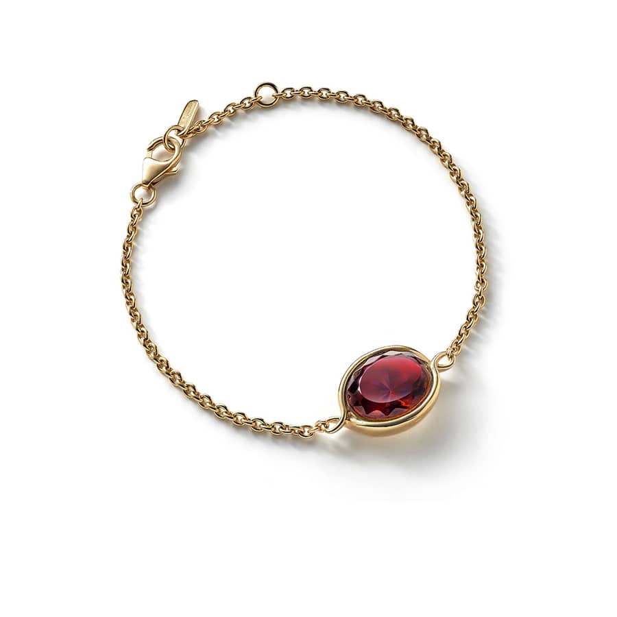 Baccarat 18k Gold Vermeil Sterling Silver Crystal Red Croise Chain Bracelet 2813001