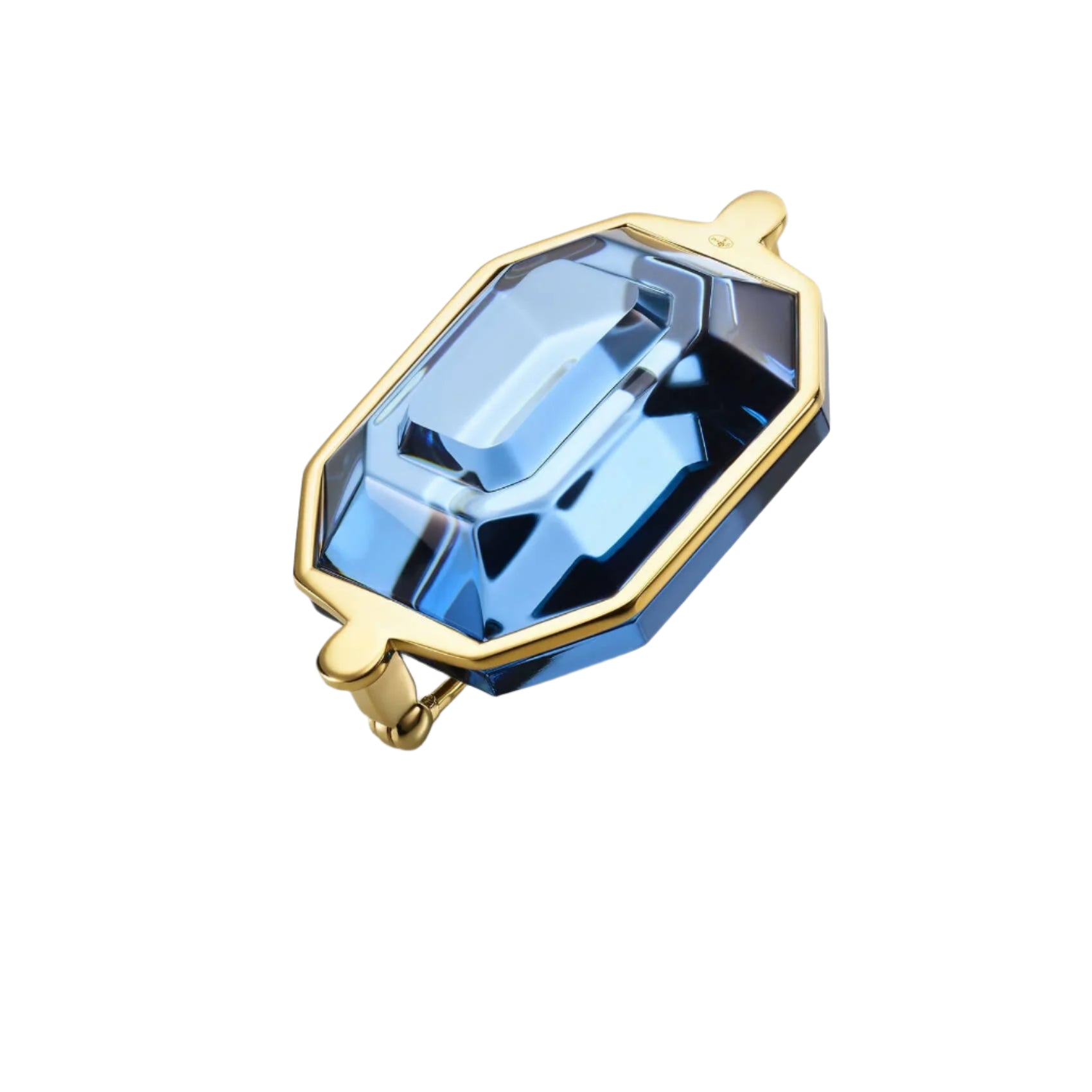 Baccarat Crystal Harcourt 18k Gold Vermeil Sterling Blue Brooch 2814701