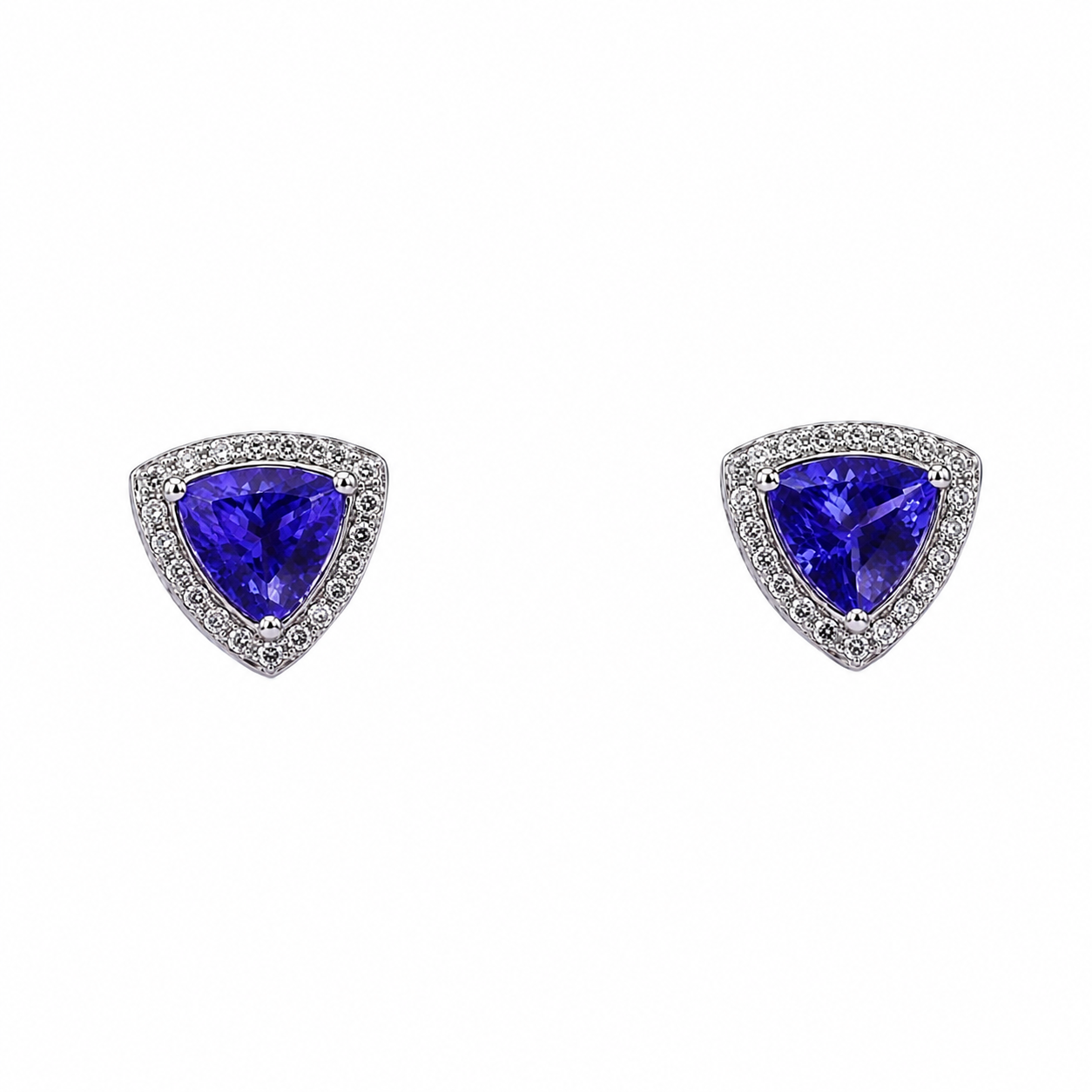 4.64ctw Tanzanite Diamond Gold Stud Earrings