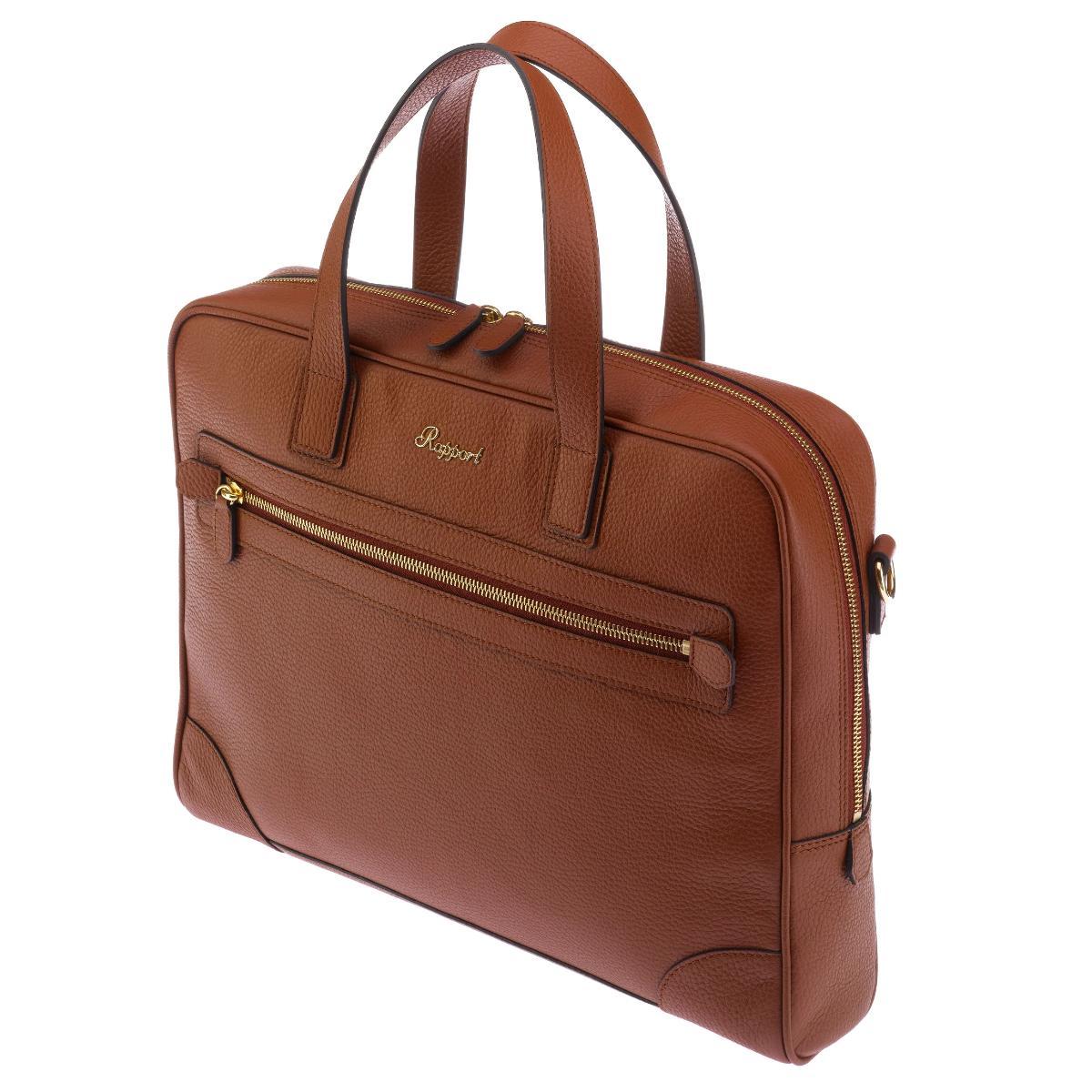 Rapport London Berkeley Leather Laptop Briefcase in Tan