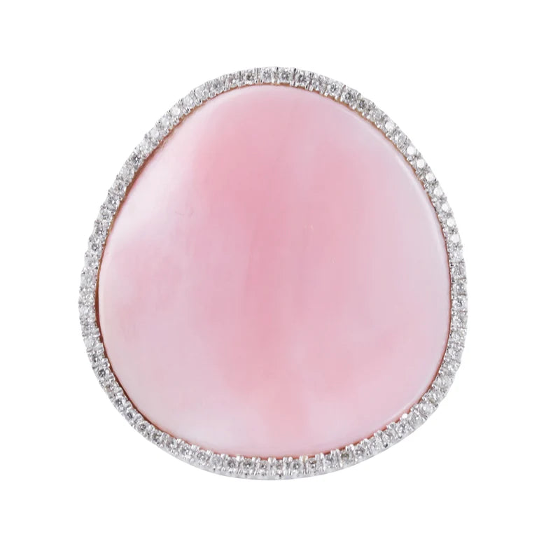Mimi Milano Aurora Pink Mother of Pearl Diamond Gold Ring