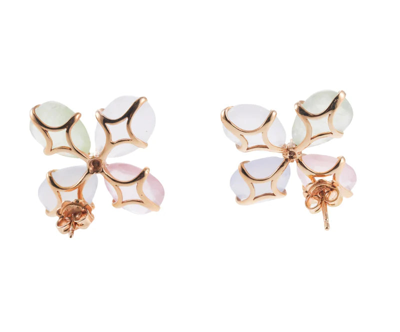 Mimi Milano Mila Primavera Chalcedony Prehnite Diamond Gold Flower Earrings