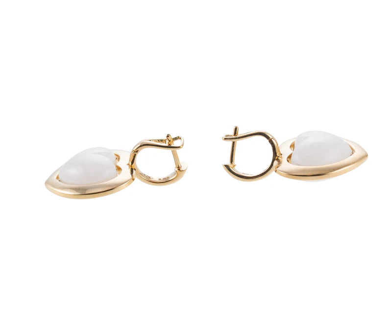 Mimi Milano White Quartzite Gold Heart Earrings