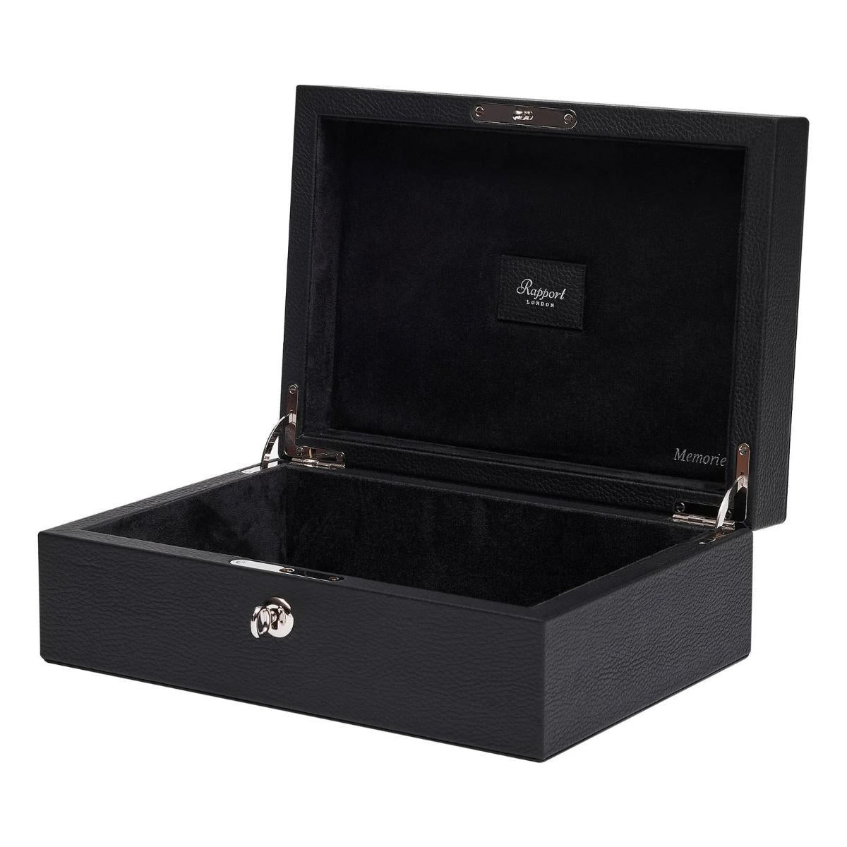 Rapport London Tuxedo Collection Leather Memory Box in Black