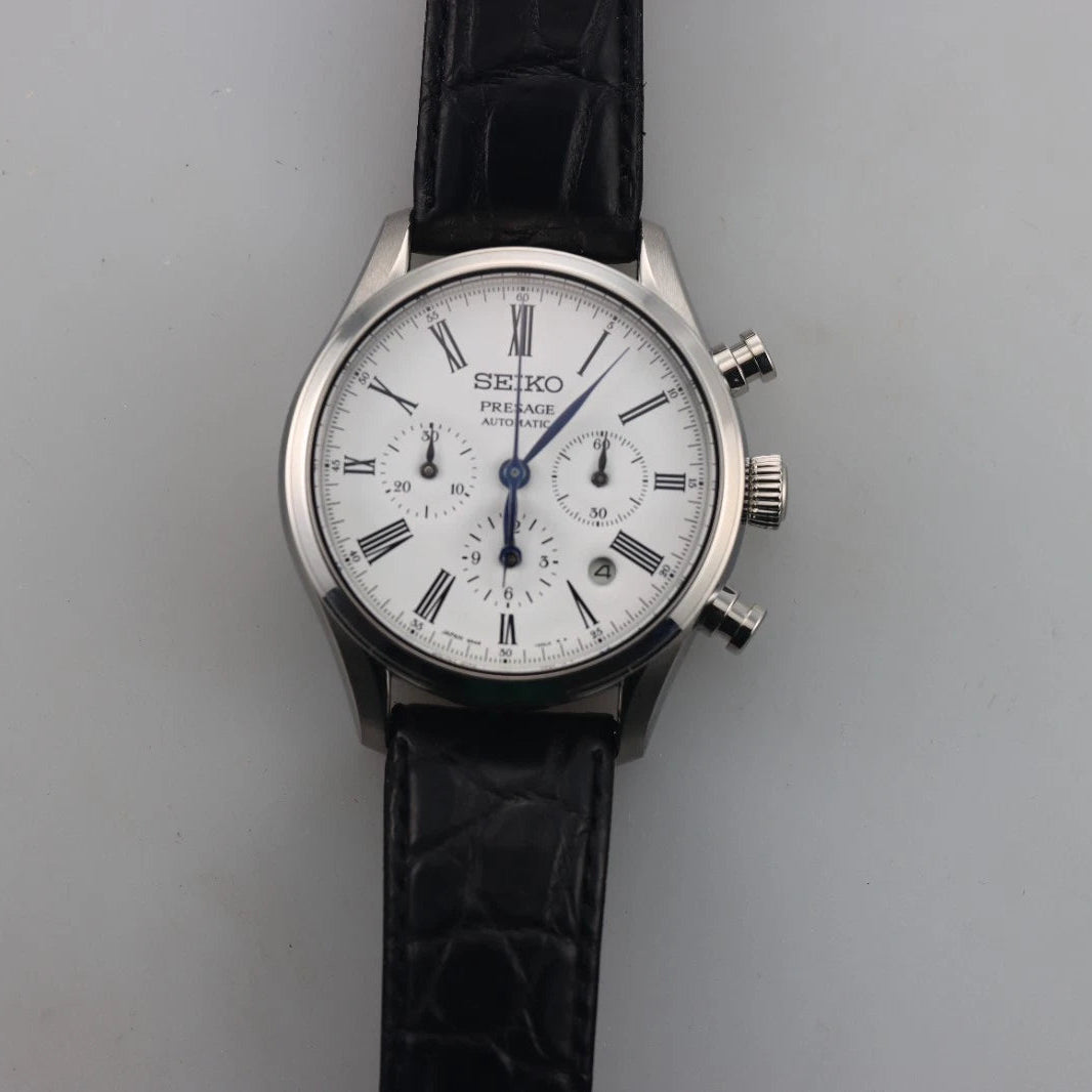 Seiko Presage White Dial Chronograph Men's Watch SRQ023
