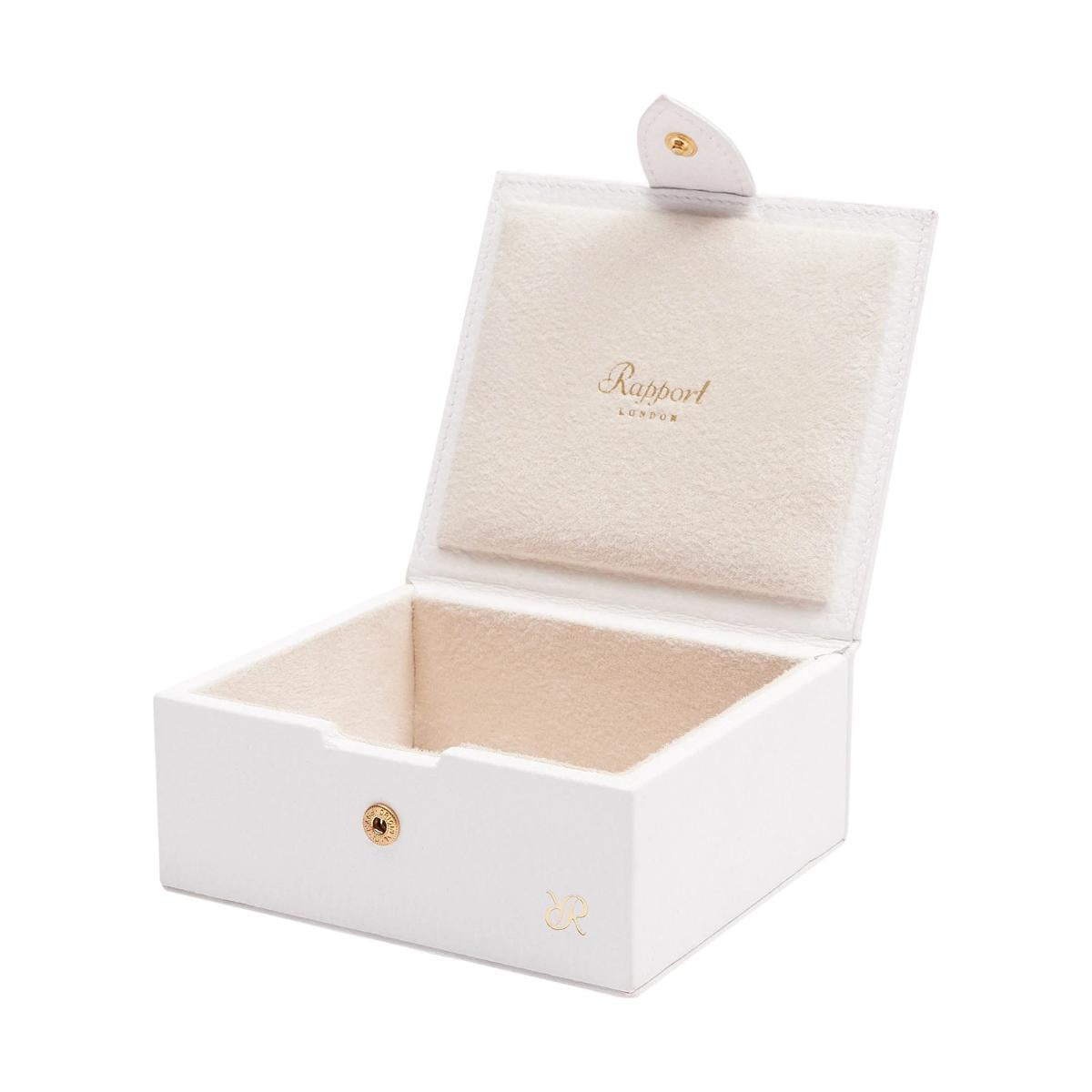 Rapport London Tuxedo Collection Leather Trinket Box in White