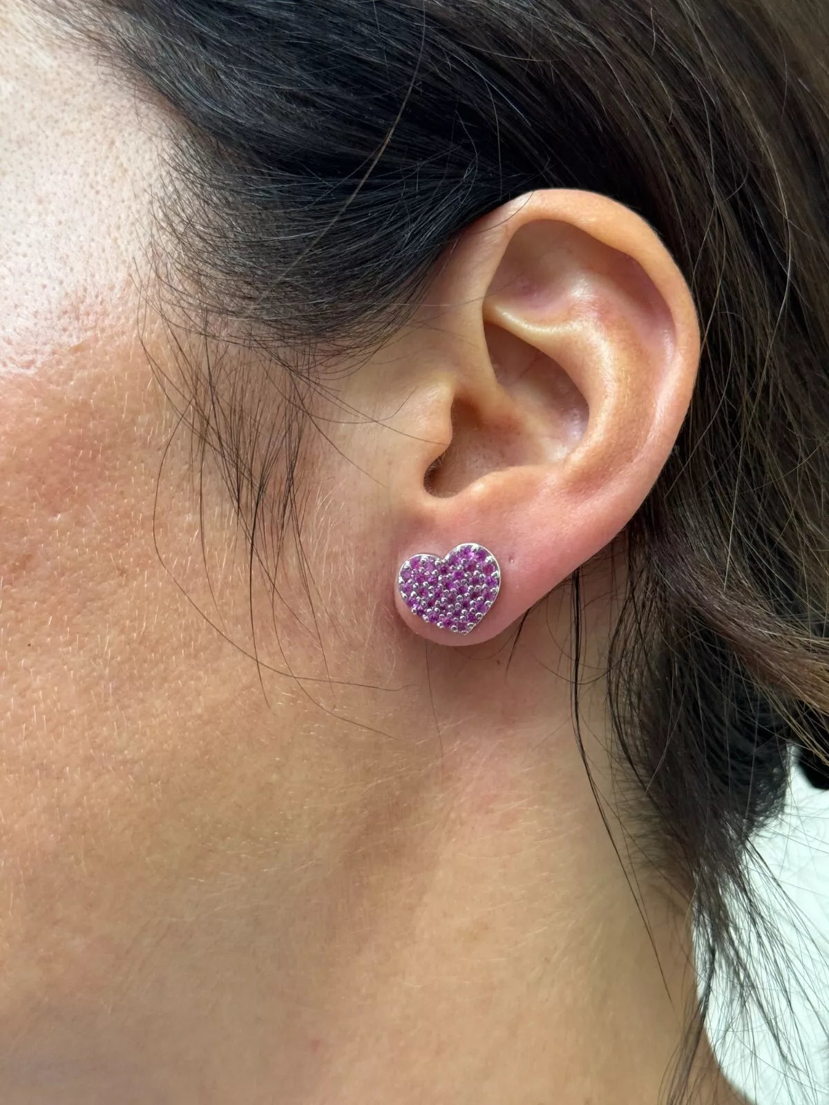 18k Gold Roberto Coin Pink Sapphire Heart Earrings