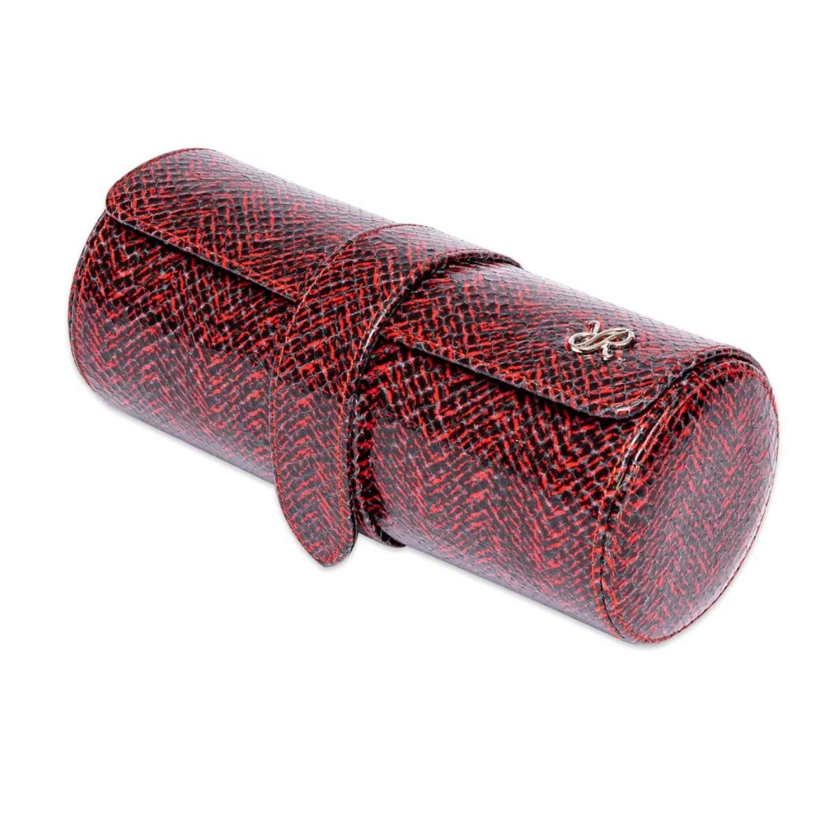 Rapport London Marlow Leather Three-Watch Roll In Red