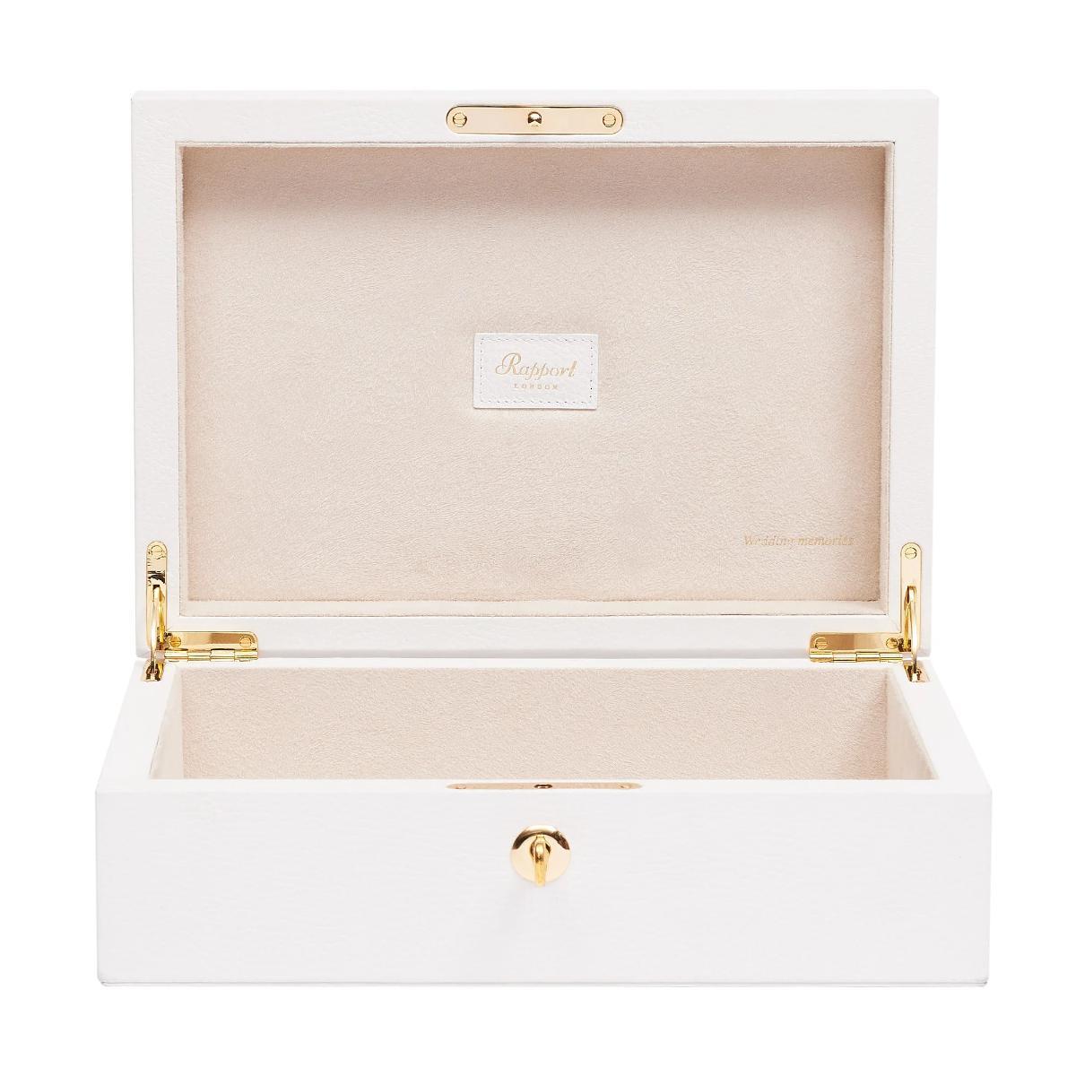 Rapport London Tuxedo Collection Leather Memory Box in White