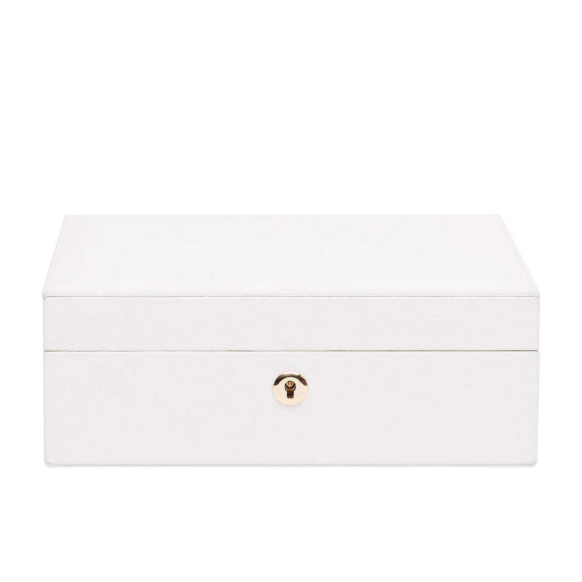 Rapport London Tuxedo Collection Leather Memory Box in White