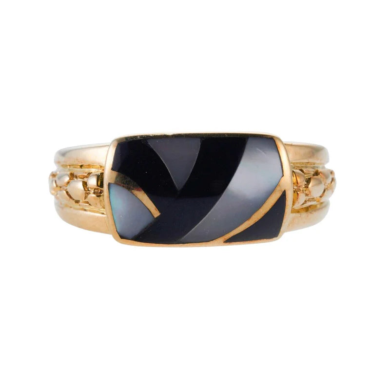 Asch Grossbardt Mop Onyx Inlay Gold Ring