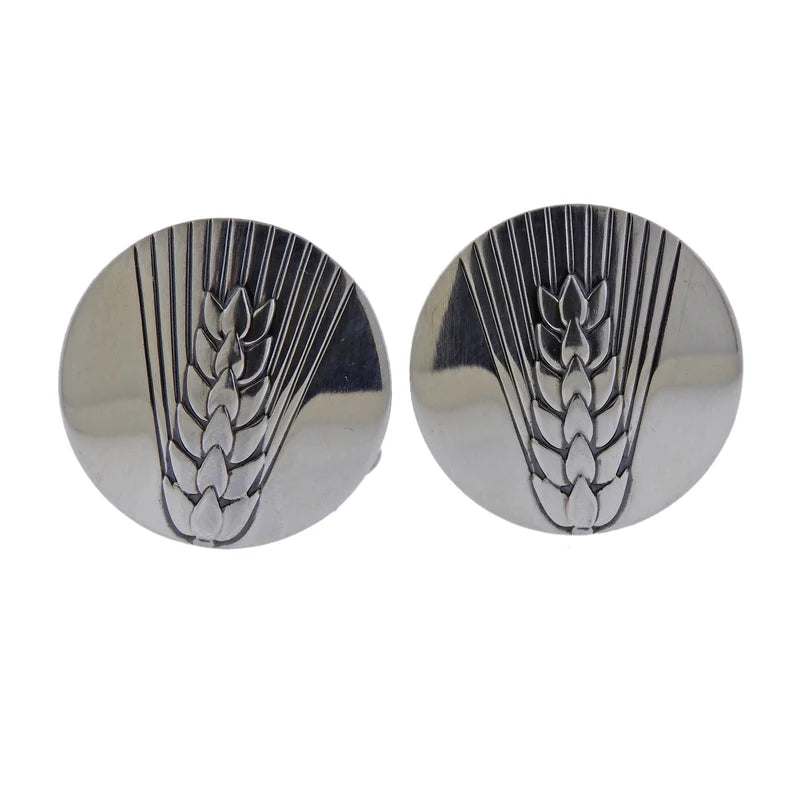 Georg Jensen Wheat Sterling Silver Cufflinks OG-1911