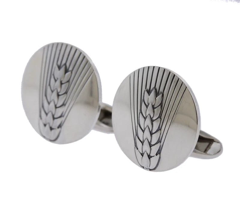 Georg Jensen Wheat Sterling Silver Cufflinks OG-1911