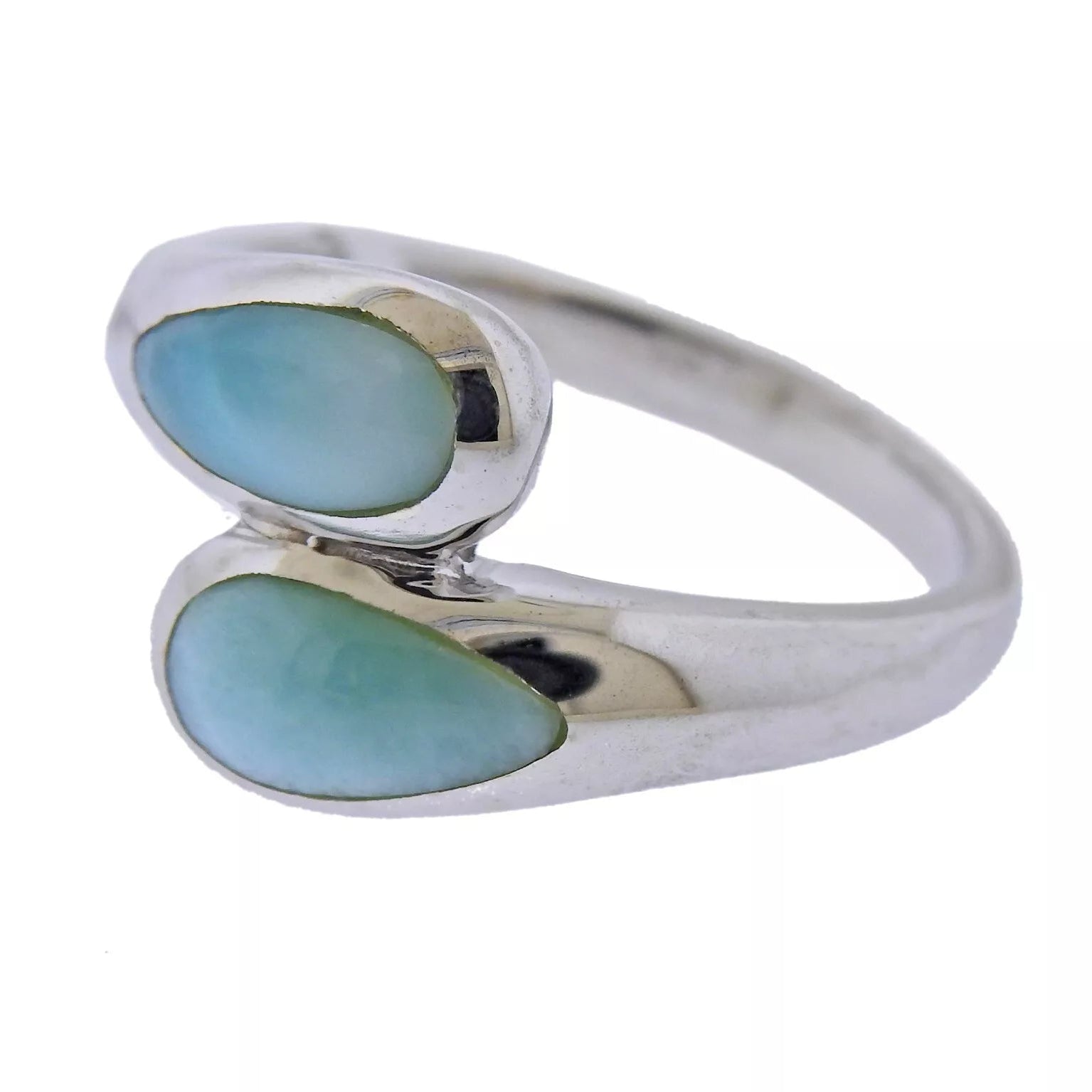 Marahlago  Sterling Silver Larimar Indra Bypass Ring Retail $168