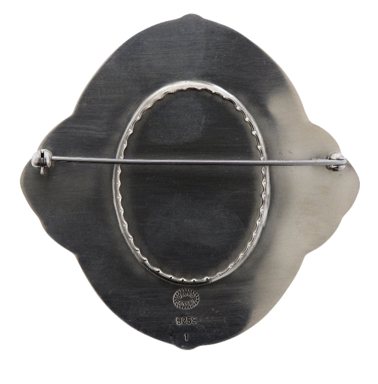 Georg Jensen Sterling Silver Black Agate Brooch Pin