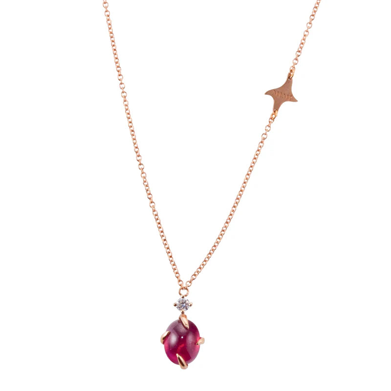 Mimi Milano Rose Gold Red Quartz Diamond Pendant Necklace