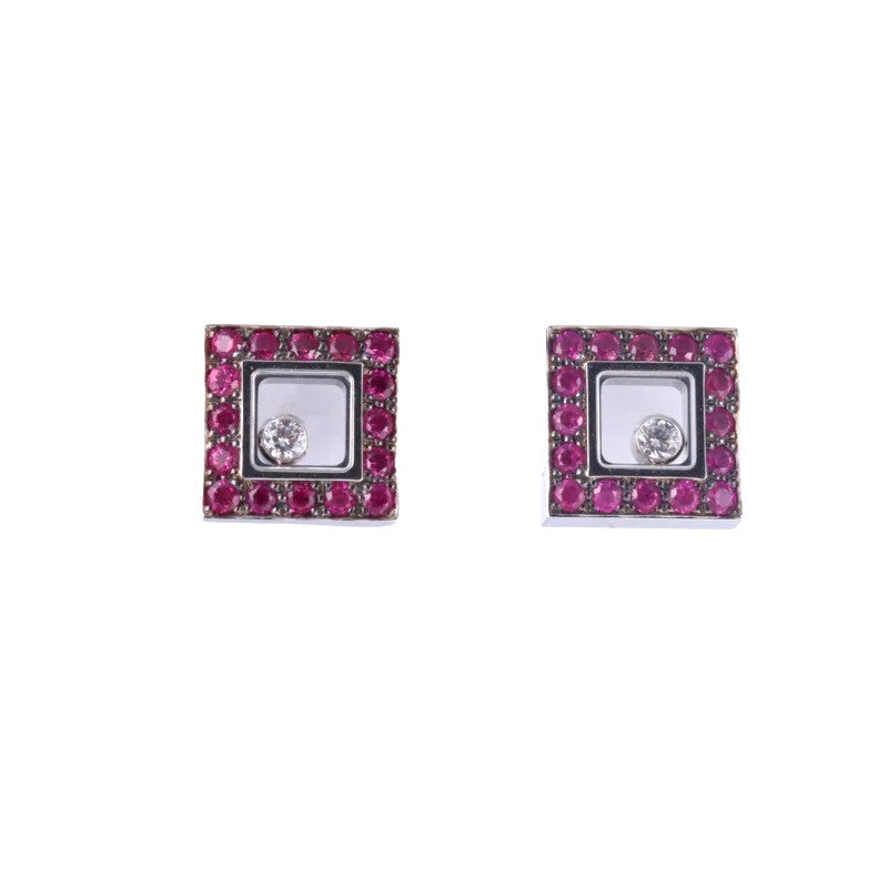 Chopard Happy Diamonds Ruby Gold Earrings