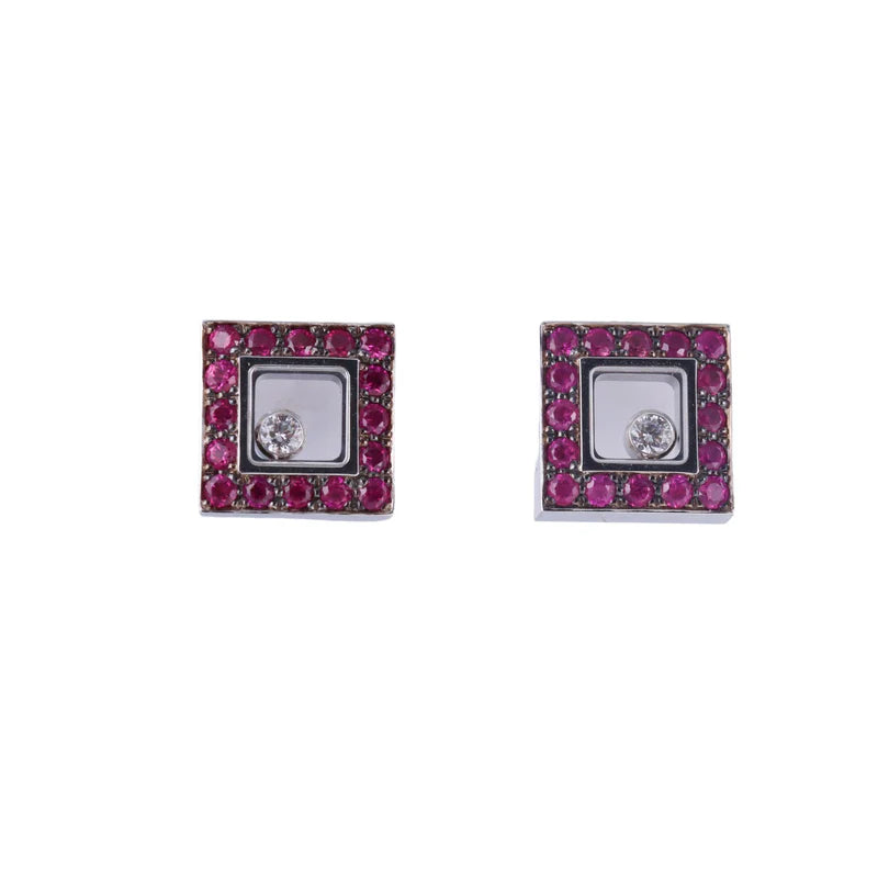 Chopard Happy Diamonds Ruby Gold Earrings