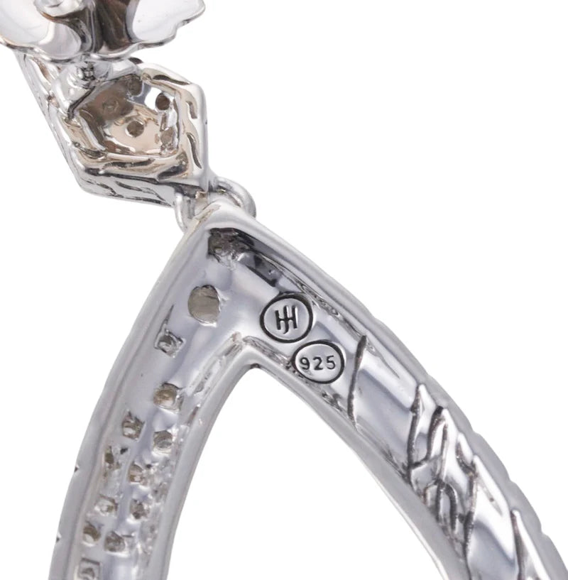 John Hardy Lahar Sterling Silver Diamond Long Earrings OG-2539